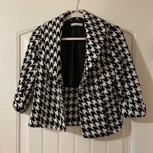 Houndstooth 3/4 Length Jacket